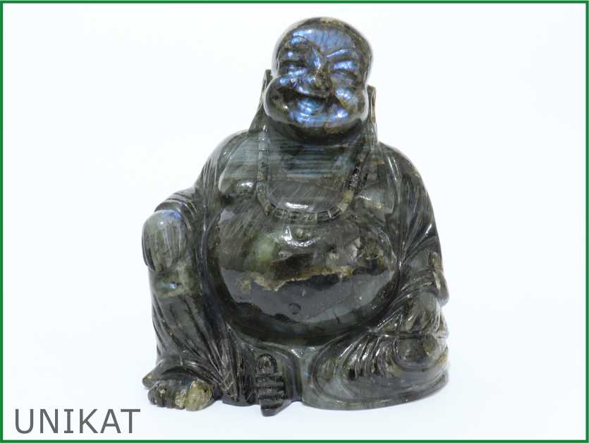 Blue Face Buddha - Edelsteinschnitzerei aus Labradorit